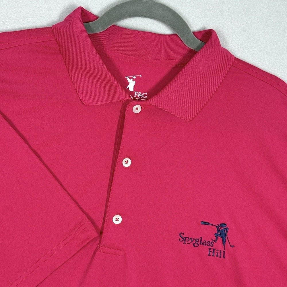 F&G Tech Polo Shirt Mens 2XL Performance Stretch Spyglass Hill Golf Logo‎ Pink